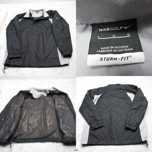 Vintage Nike Golf Jacket Men Large Black Storm FIT Lined Hiking Windbreaker Rain